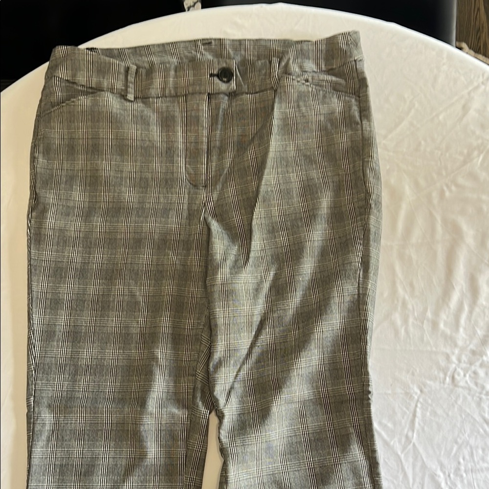 Lane Bryant Gray Trousers with Plaid Pattern